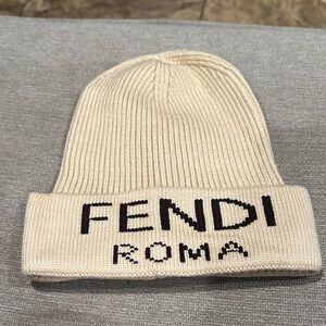 Fendi Cream Knit Beanie